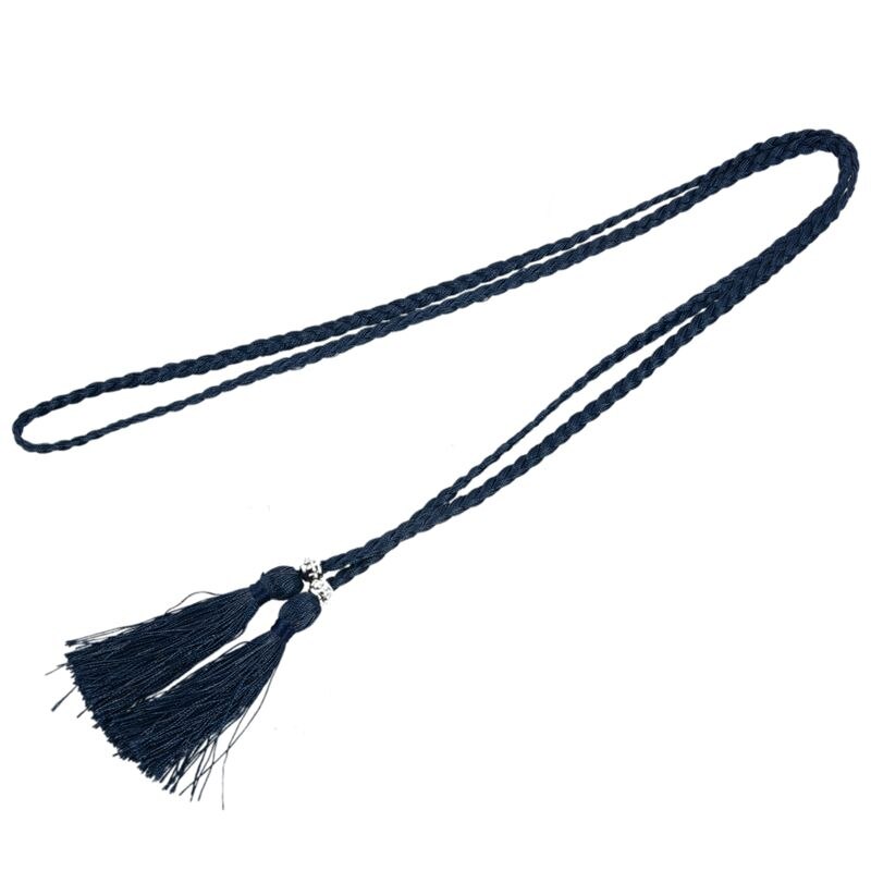 Vævet kvast bælte knude dekoreret talje kæde talje reb marineblå