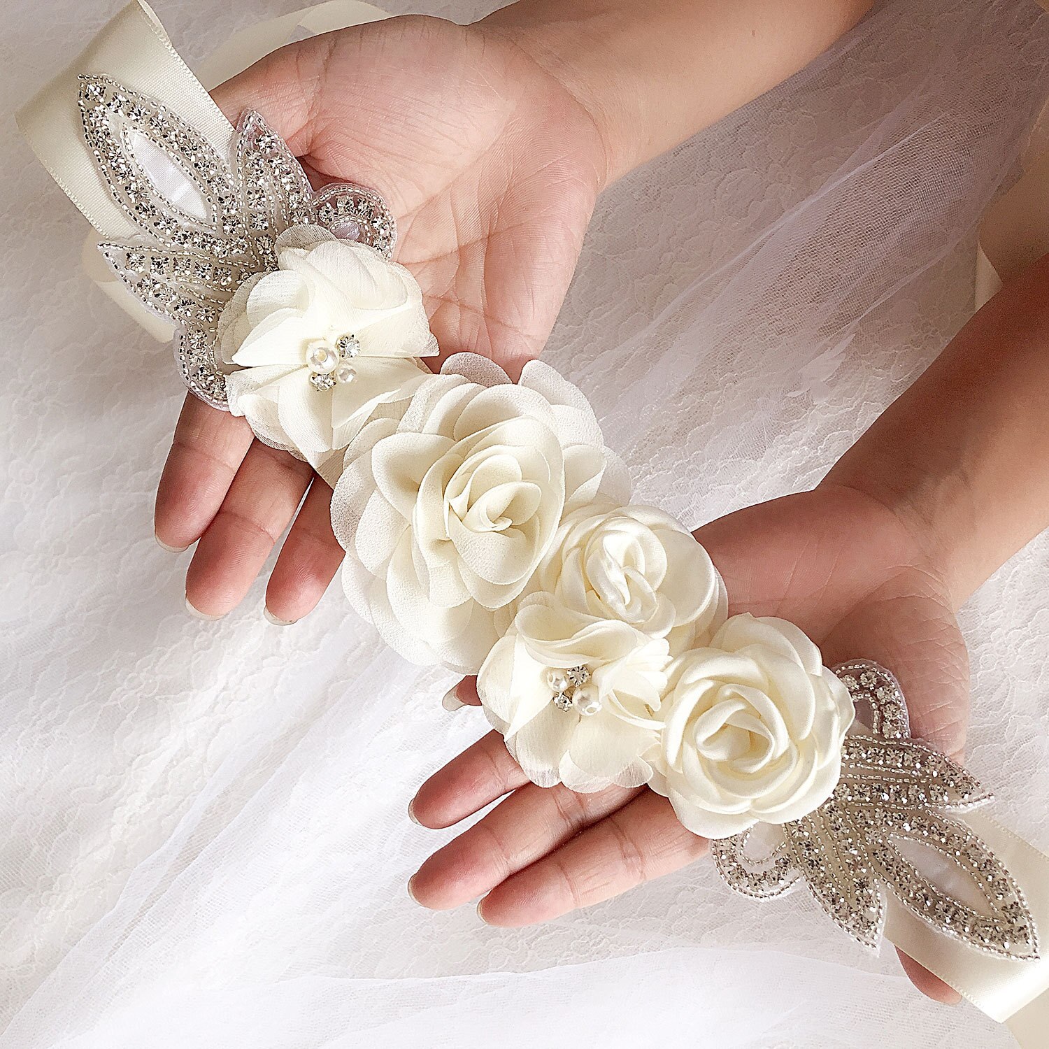 Cinturón de boda para novia, flor rosa perla, vestido de dama de honor de noche, cinturón de flores embarazadas, novedad de