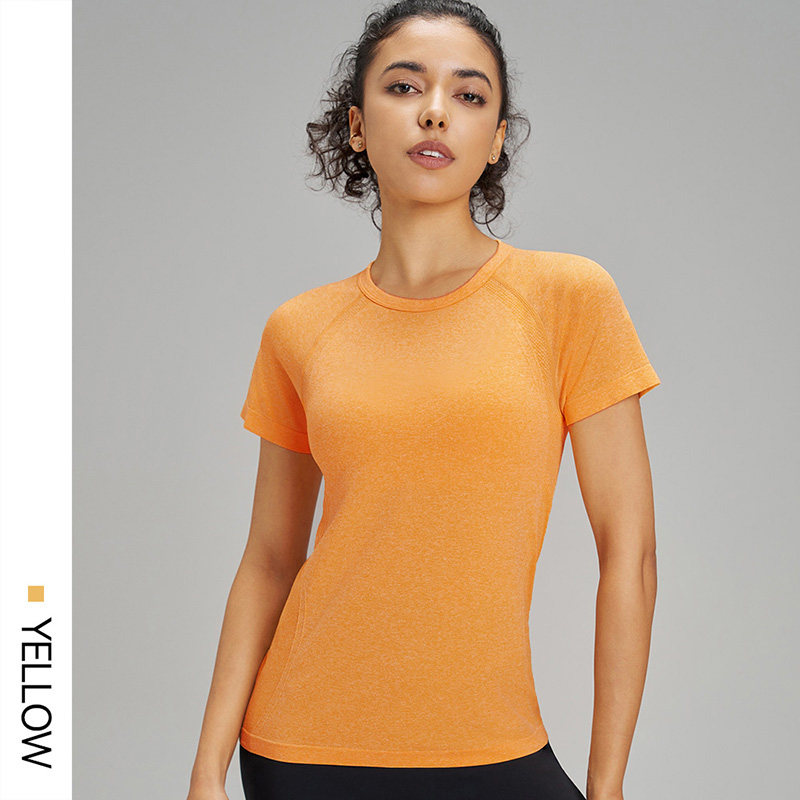 T-Shirt de sport à manches courtes pour femmes, dix couleurs, séchage rapide, sweat-shirt respirant, vêtements de Fitness, couleur unie, Yoga, haut à manches courtes: XL / GRIS
