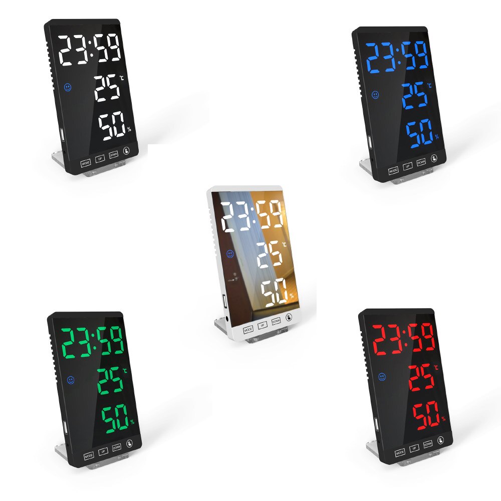 Digital Alarm Clock LED Mirror Electronic Clock Large LCD Display Clocks Noiseless Digital Table Clock With Temperature Calendar