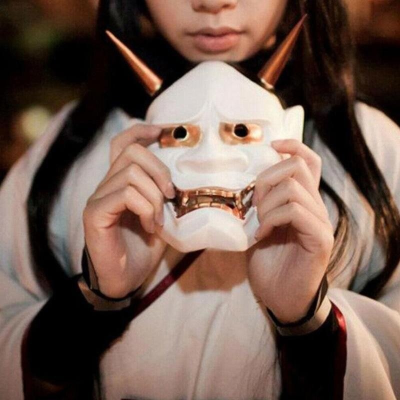 Masque Oni Noh Hannya, Costume, masque d'horreur bouddhiste japonais Vintage, masque en PVC de pour Halloween Prajna