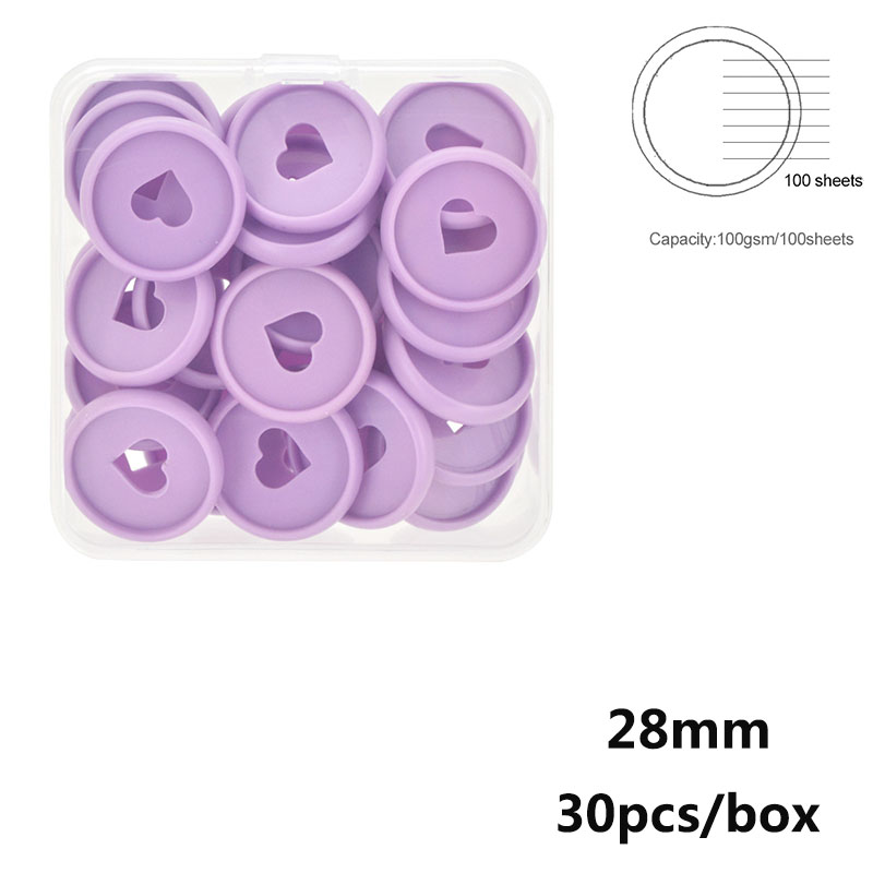 28mm A5 A6 Discbound Notebook Planner Discs Binding Ring Macaron Heart-shaped Mushroom Hole Disc Bound Discs Binding Supplies: Macaron Purple 28mm
