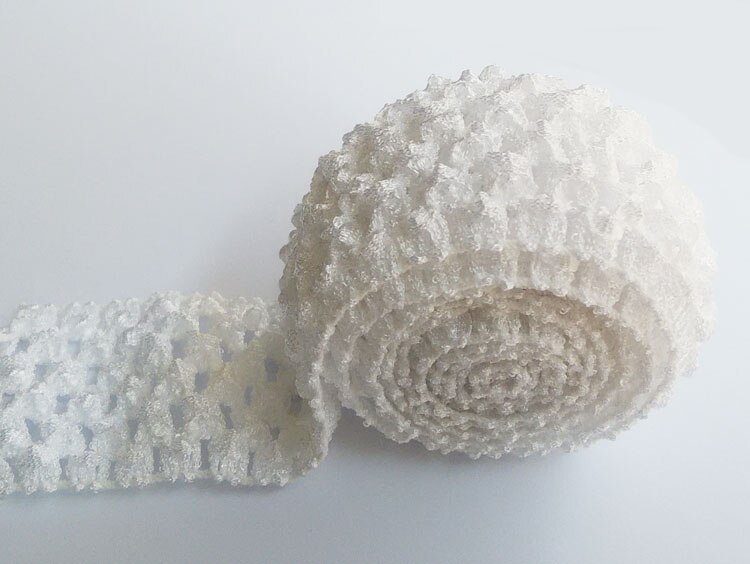 1.5 Inch Wide Crochet Headband Elastic Bands 1 Meter For Tutu Skirts Hair Bands Crochet Elastic Waistband By The Meter: White 1 meter