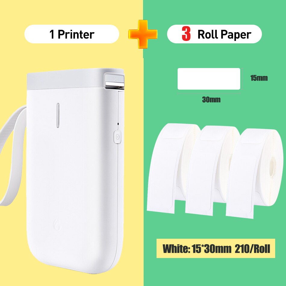 Niimbot  d11 trådløs labelprinter bærbar termisk labelprinter mini lomme bluetooth printer til mobiltelefon hjemmebrug kontor: D11 3 hvid a
