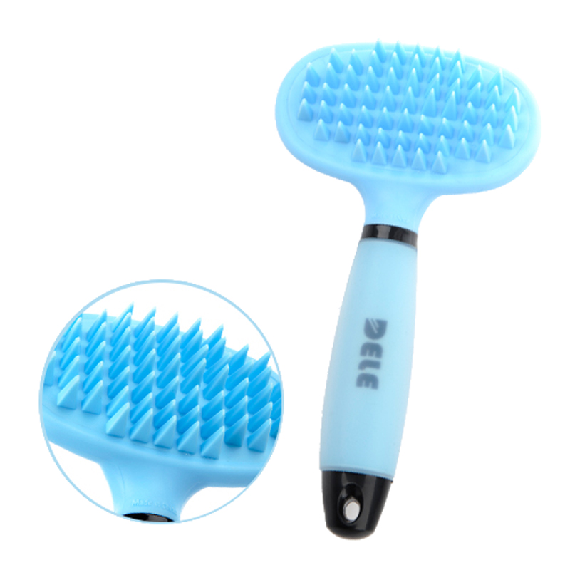 Hoopet Hond Kat Kam Shedding Tool Borstel Kam Rake Pet Fur Grooming Quick Clean Kort Haar: Blue 4