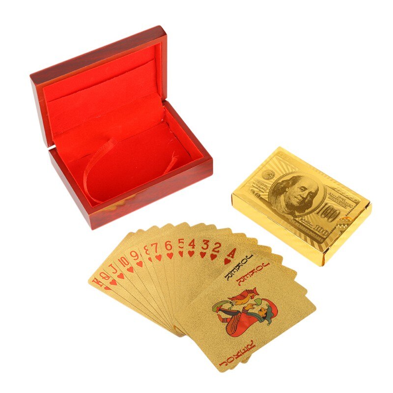 24K Speelkaarten Luxe Waterdichte Gold Diamond Folie Poker Carta Dek Van Kaarten Plastic Poker Kaart Voor Partij Magic prestaties: B