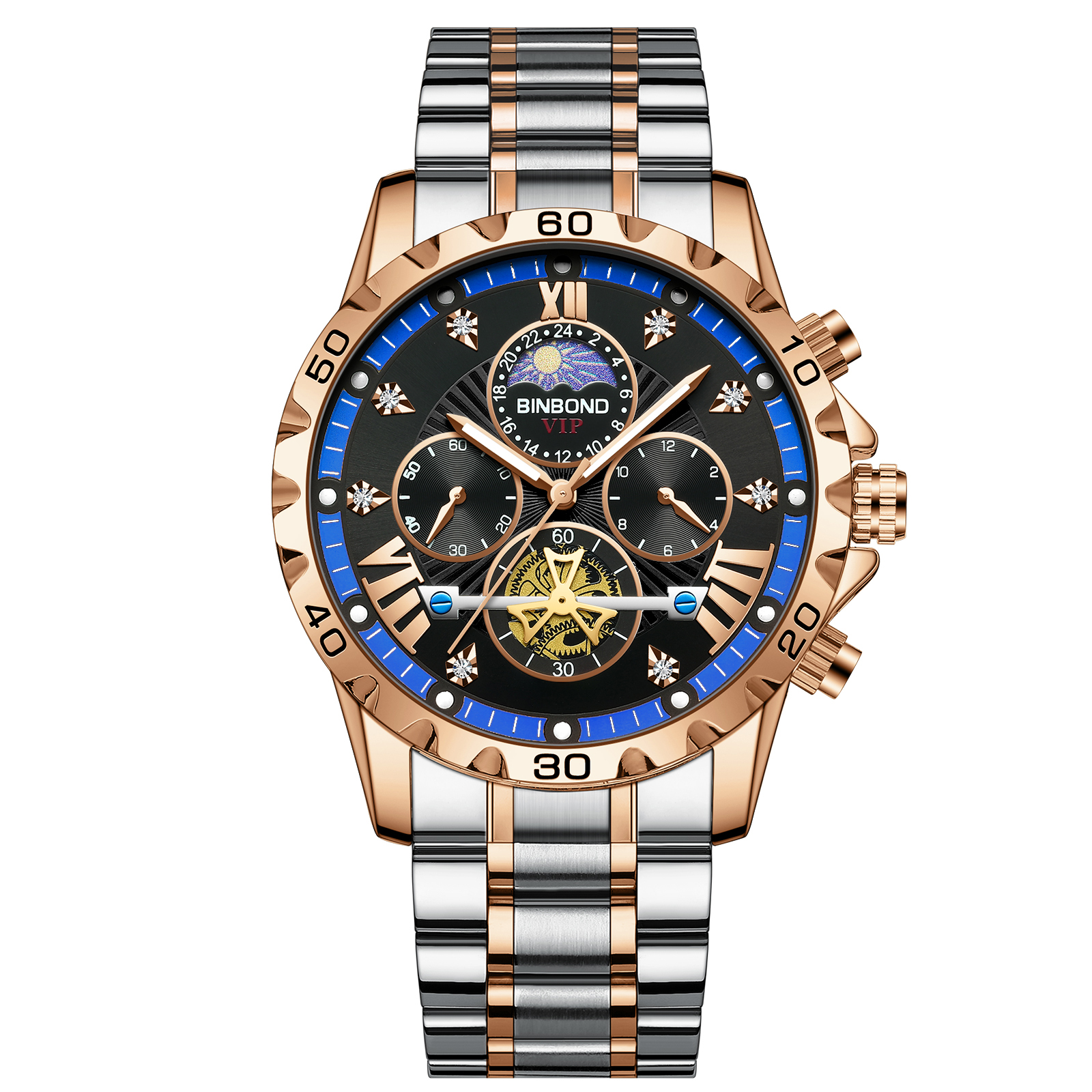 2024 Luxe Automatische Mechanische Horloge Voor Mannen Holle Tourbillon Waterdicht Lichtgevende Datum Week Rvs Heren Horloges: Multicolor
