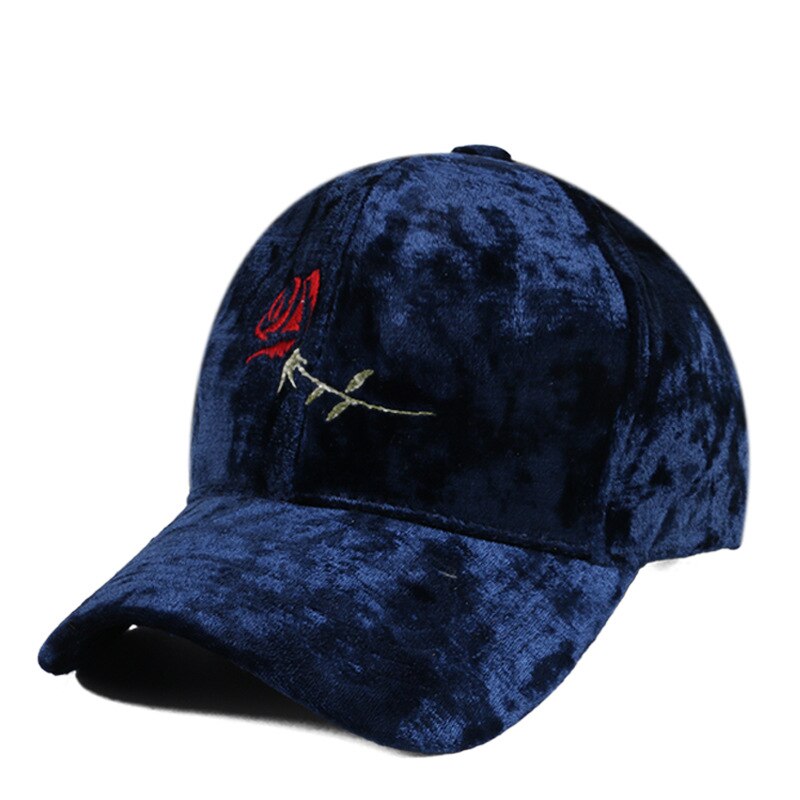 Sammet keps kvinna ros broderade keps casual utomhus snapback kepsar: Färg 1