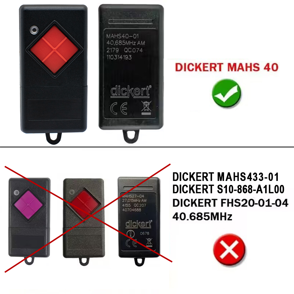 DICKERT MAHS40-01 40.685 MHz Garagentor-Fernbedienungs-kompatibler DICKERT Red Key Handsender