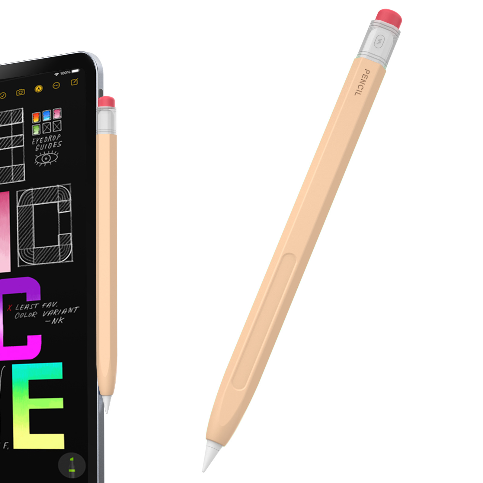 Pour Apple Pencil Pro/2e génération - Étui rétro transparent: SABLE ROSE