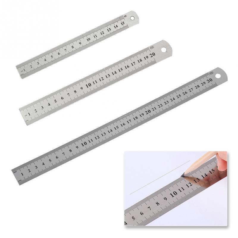 1Pc Stainless Steel Ruler Metric Rule Precision Double-Sided Ruler Measuring Stationery 15CM/20CM/30CM #0314
