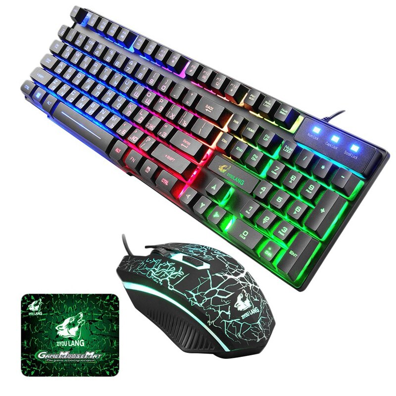 ZIYOU LANG Wired Gaming Keyboard Mechanical Feeling Backlit Keyboards USB 104 Keycaps Russian Keyboard Waterproof Computer Game: Default Title