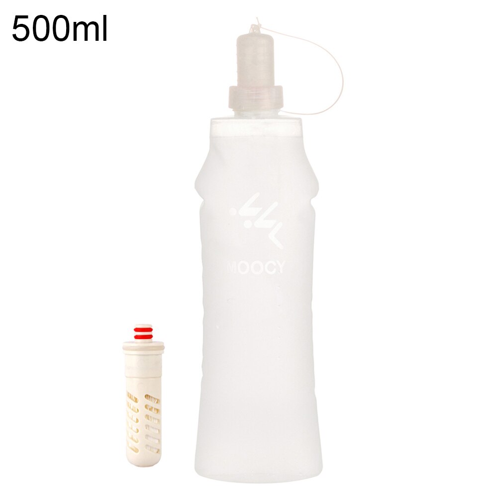 750Ml Draagbare Fles Water Opvouwbare Filter Fles Water Roll Up Drinkbeker Voor Outdoor Wandelen Camping Silicone Water Cup: 500ML with filter