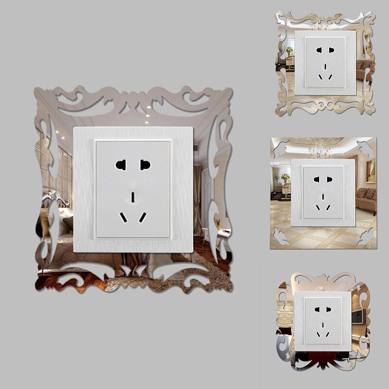 Pegatinas de pared de fotos con interruptor, 1 Uds., bricolaje, decoración creativa para el hogar, pegatinas de pared de espejo 3D Acrílico