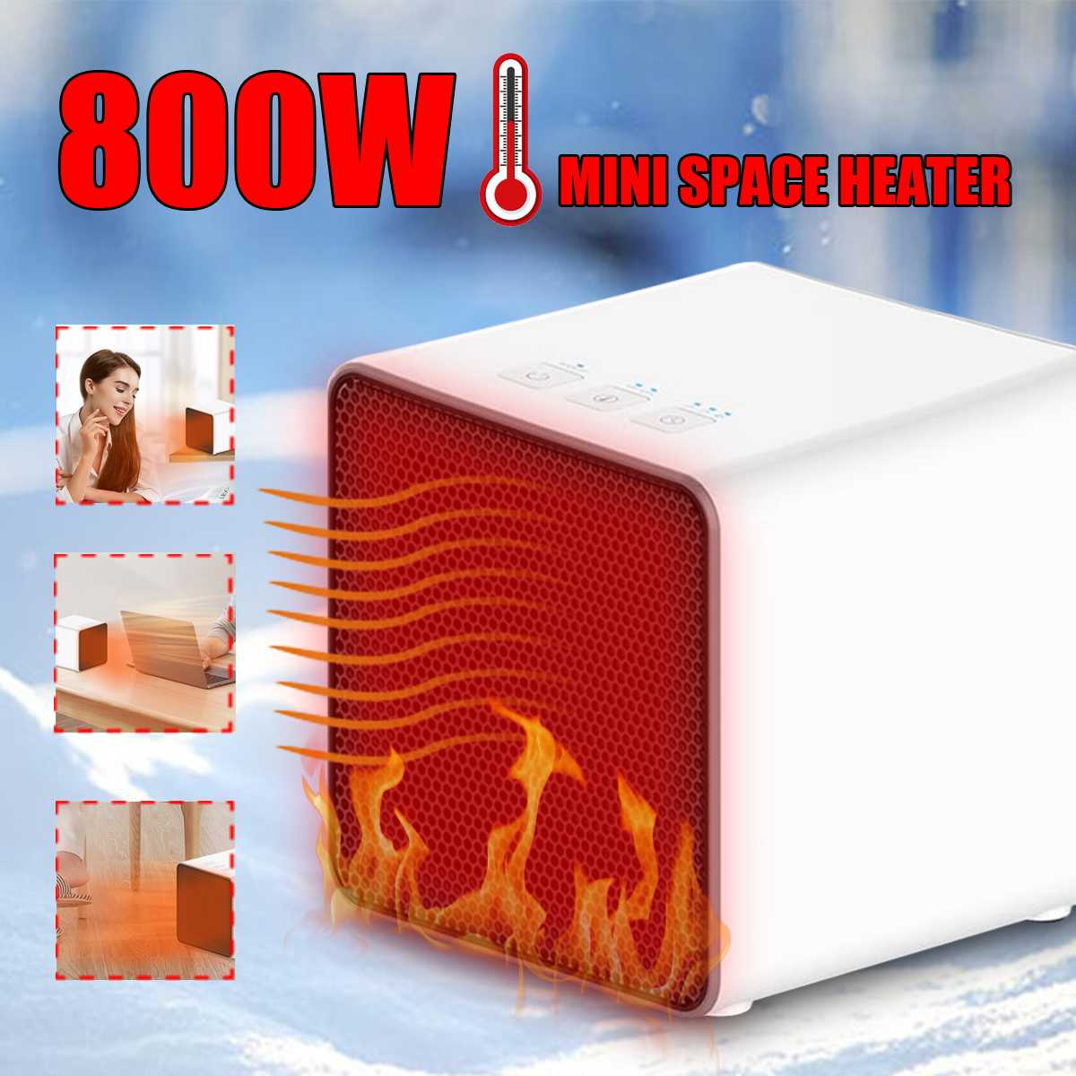 Fan Heater for Home 800W Mini Electric Heater Home Heating Electric Warm Air Fan Office Room Heaters Handy Air Fan Heater