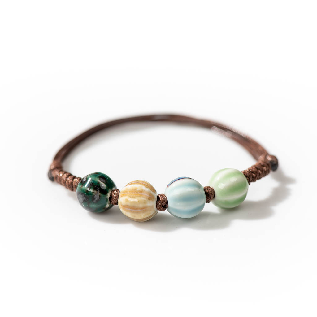 Handgemaakte Keramische Retro Stijl Kralen Maat Verstelbaar Armband Lage Prijs Items 1H504: Reddish Brown