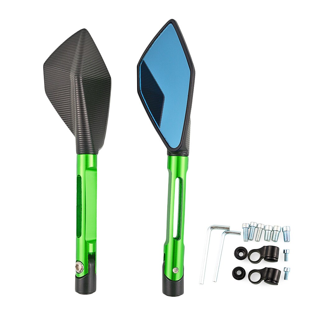 Espejo retrovisor Universal para motocicleta Kawasaki, accesorio para moto, z750, z900, z800, er6n, z1000, Ninja 300, 250, 650, 8mm, 10mm: Green