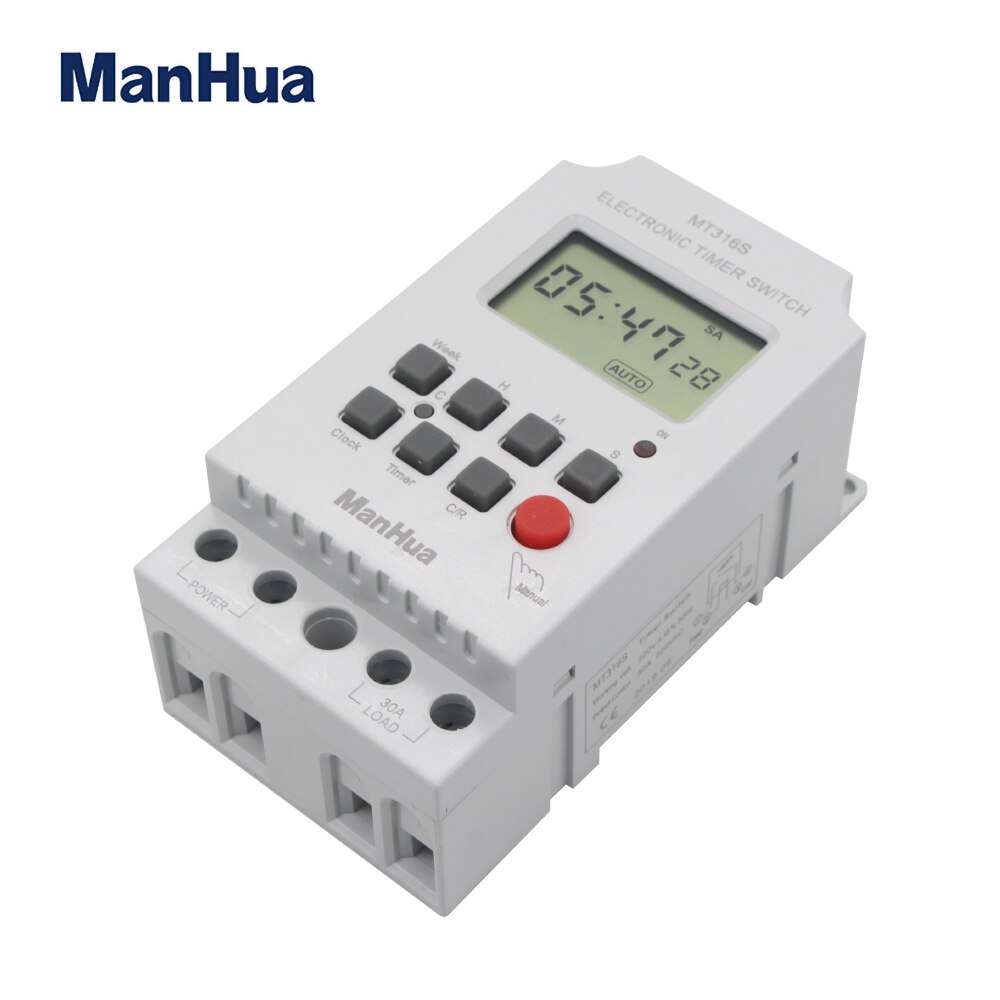 Manhua 220vac 30a mt316s digital automático eletrônico interruptor do temporizador programável com ce temporizador digital