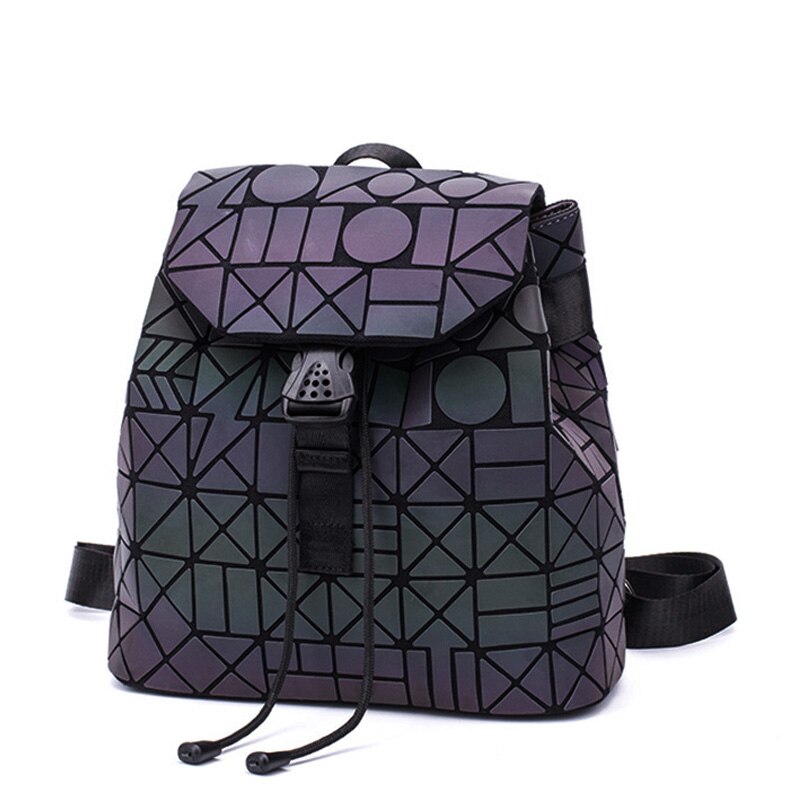 Women Backpack Feminine Geometric Sequin Female Backpacks For Teenage Girls Bagpack Drawstring Bag Holographic Luminous Backpack: Small A