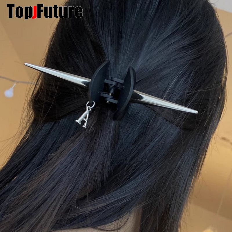 Ropa de calle, pinza para el pelo con punta gótica, Punk, Hip Hop, hecha a mano, hebilla de cuero, cadena, Clip con punta, accesorios para el cabello para mujer: Lavanda