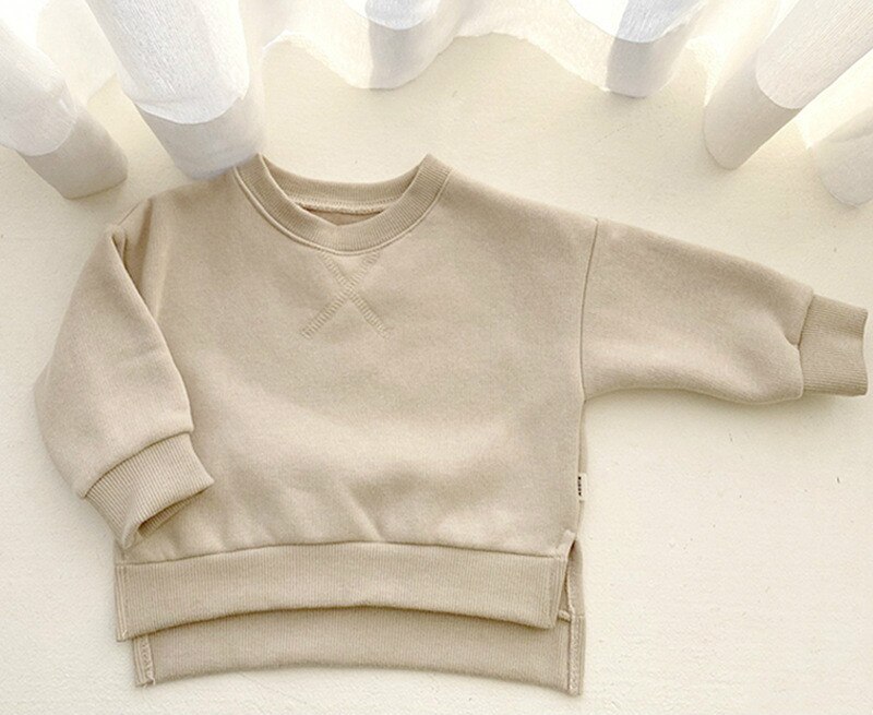 Herfst En Winter Baby Trui Plus Dik Fluwelen Katoenen T-shirt Tops Jongens Met Lange Mouwen Tops: Apricot / 12m