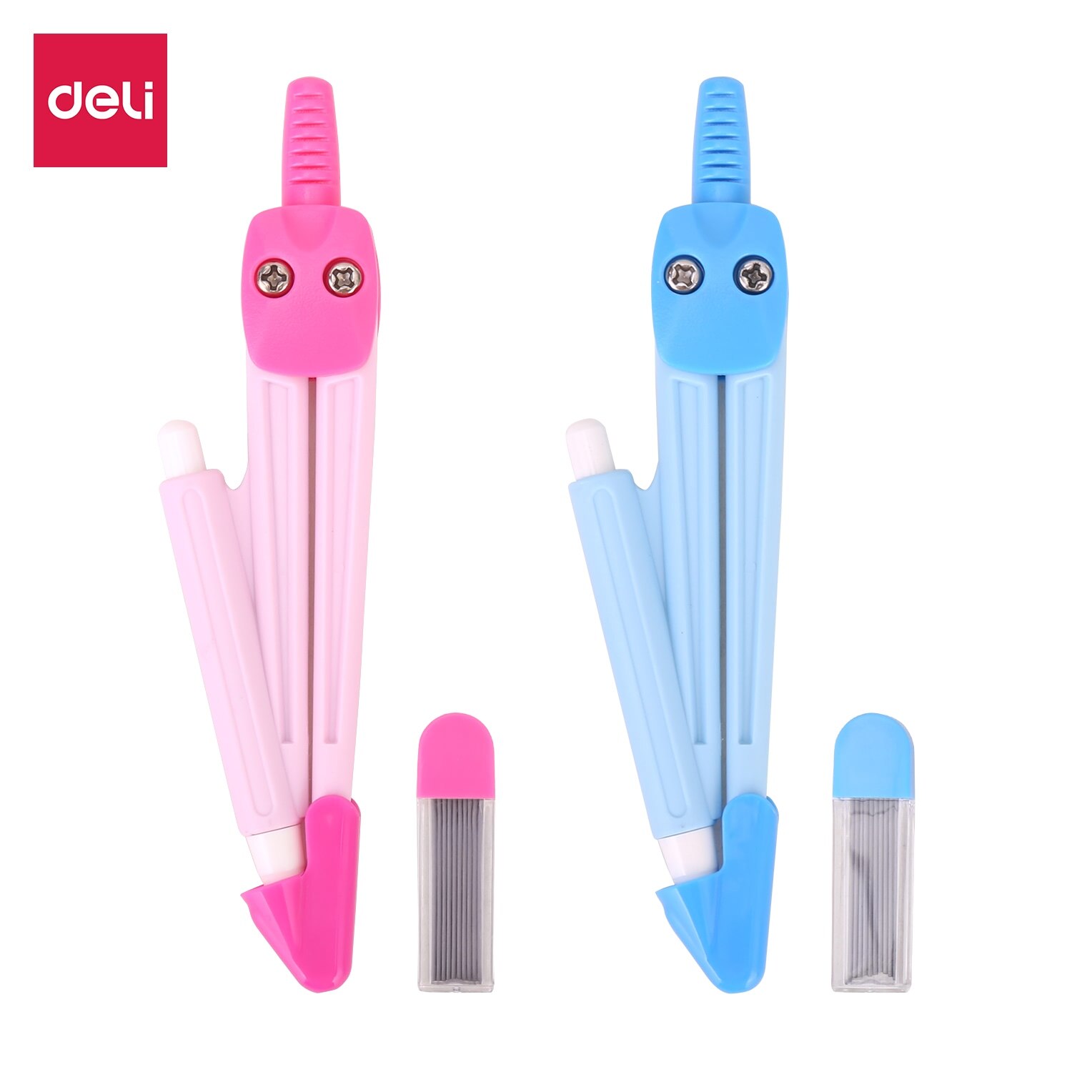 Deli School Compass Plastic Compass W/Pencil W/Mechanical pencil exam Pink Blue E8621 E8622
