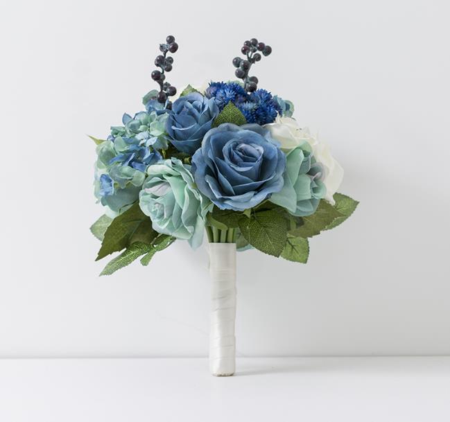 Bouquet de mariée bleu Weddin Bouquet de mariage de mariée à la main fleurs de mariage: Default Title