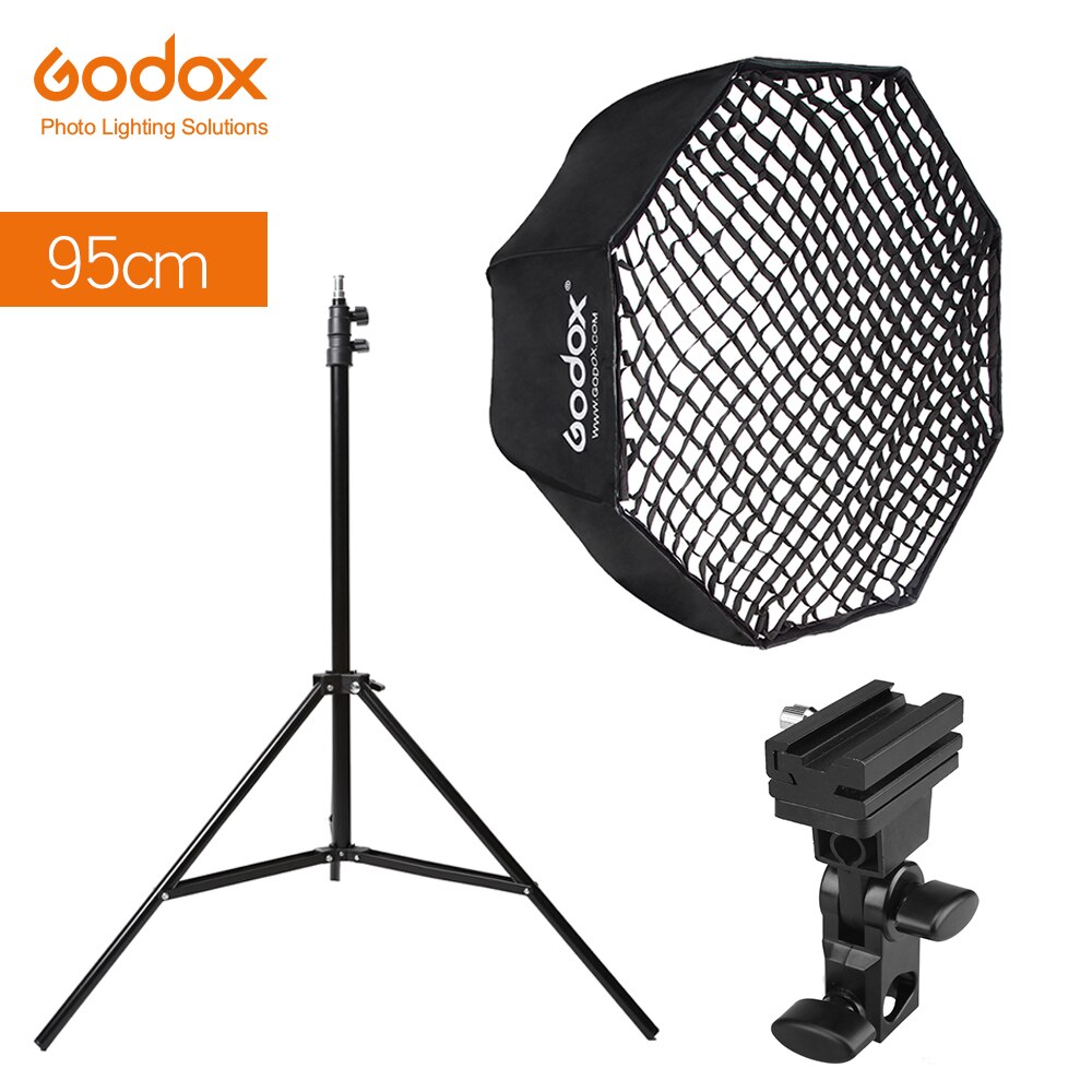 Godox Draagbare 95 Cm 37.5 &quot;Octagon Umbrella Softbox Met Honingraat Rooster, Licht Stand, Shoe Houder Beugel Voor Flash Speedlight