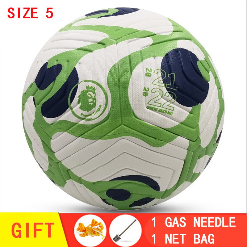 Volwassen Grootte 5 Voetbal, Gas Naald En Netto Zak, Duurzaam, Wedstrijd Of Training, pu Materiaal: TPYC1-2122WhiteGreen