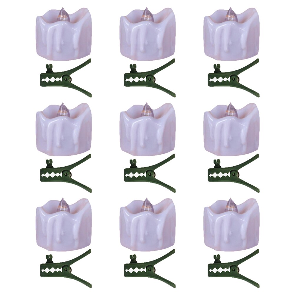 9pcs Christmas LED Candle Lights Clip Christmas Tree Decor Candle Lamps LED Warm White Flash Clip Tears Candle Light