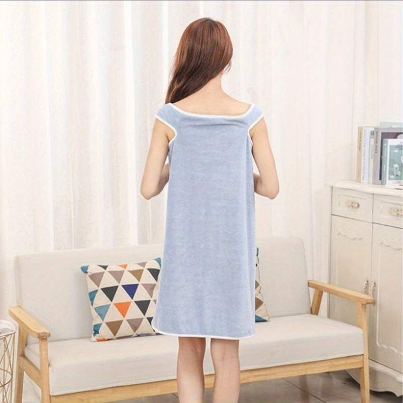 140x80cm Draagbare Badhanddoeken Coral Fleece Dames Badrok Absorberende Sling Badrok Douche Badkamer Sneldrogende Handdoek: Blauw