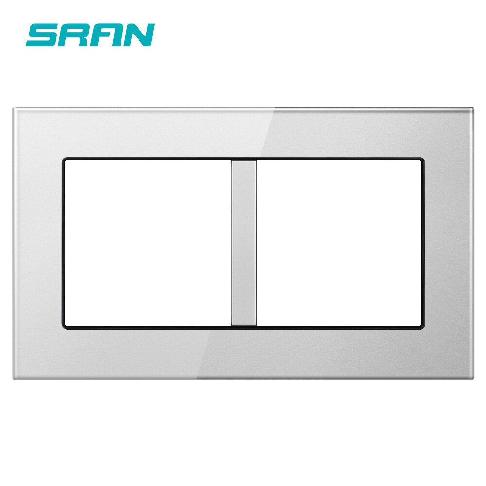 SRAN Blank panel with Installing iron plate 146mm*86mm white crystal tempered glass switch socket panel