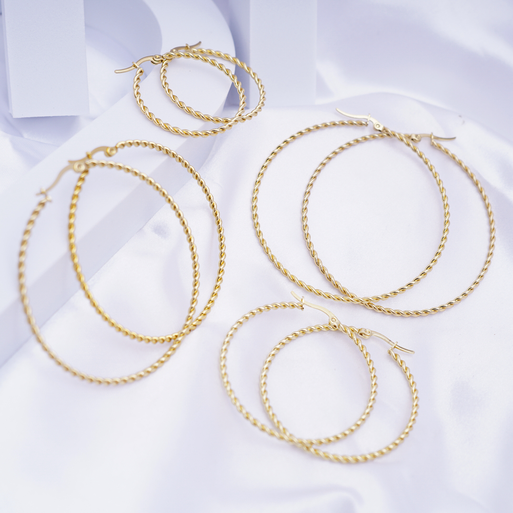 Essff 4 Verschillende Maten Rvs Punk Mens/Womens Oorbellen Gold Clip Oorbellen Hoop Ronde Cirkel Piercing Opknoping Oorbel