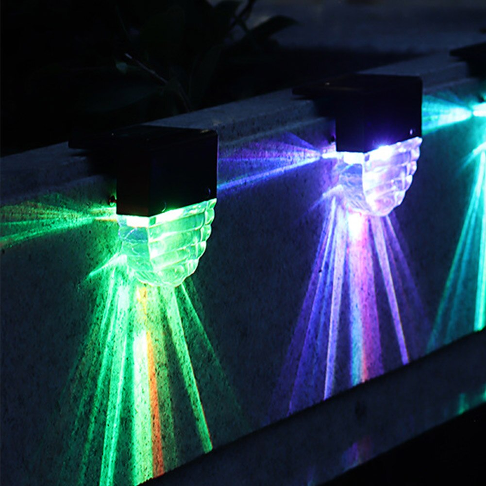 4pcs Solar Deck Lights Garden Decor Battery Powered Landscape Patio Auto On Off Balcony ABS IP55 Waterproof Fence Pathway