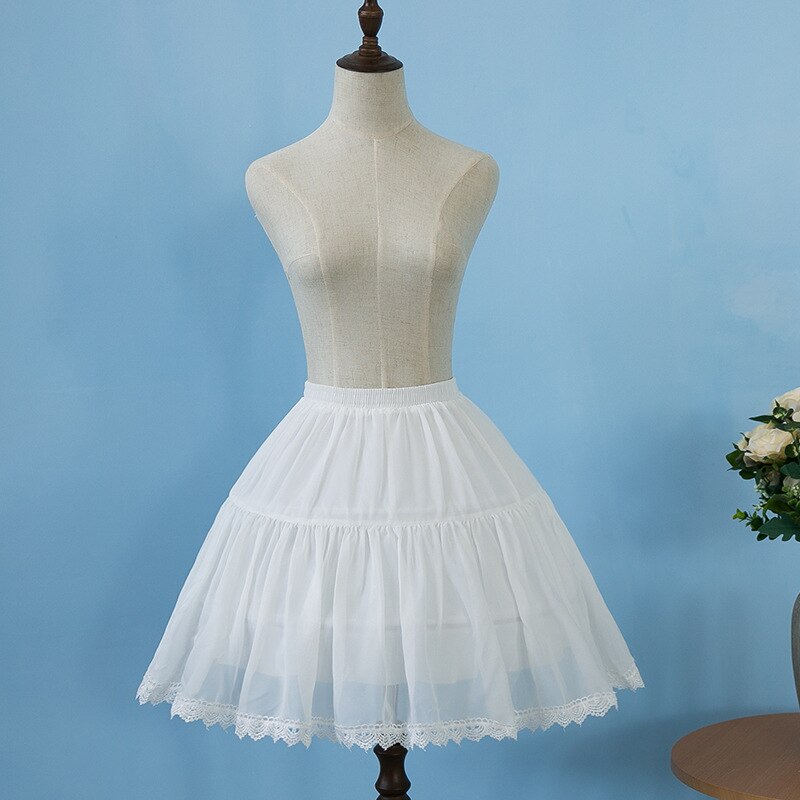 Factory Direct White Short Womens Petticoats For A Line Dress Lace Edge Lolita Rockabilly Underskirt Jupon Femme