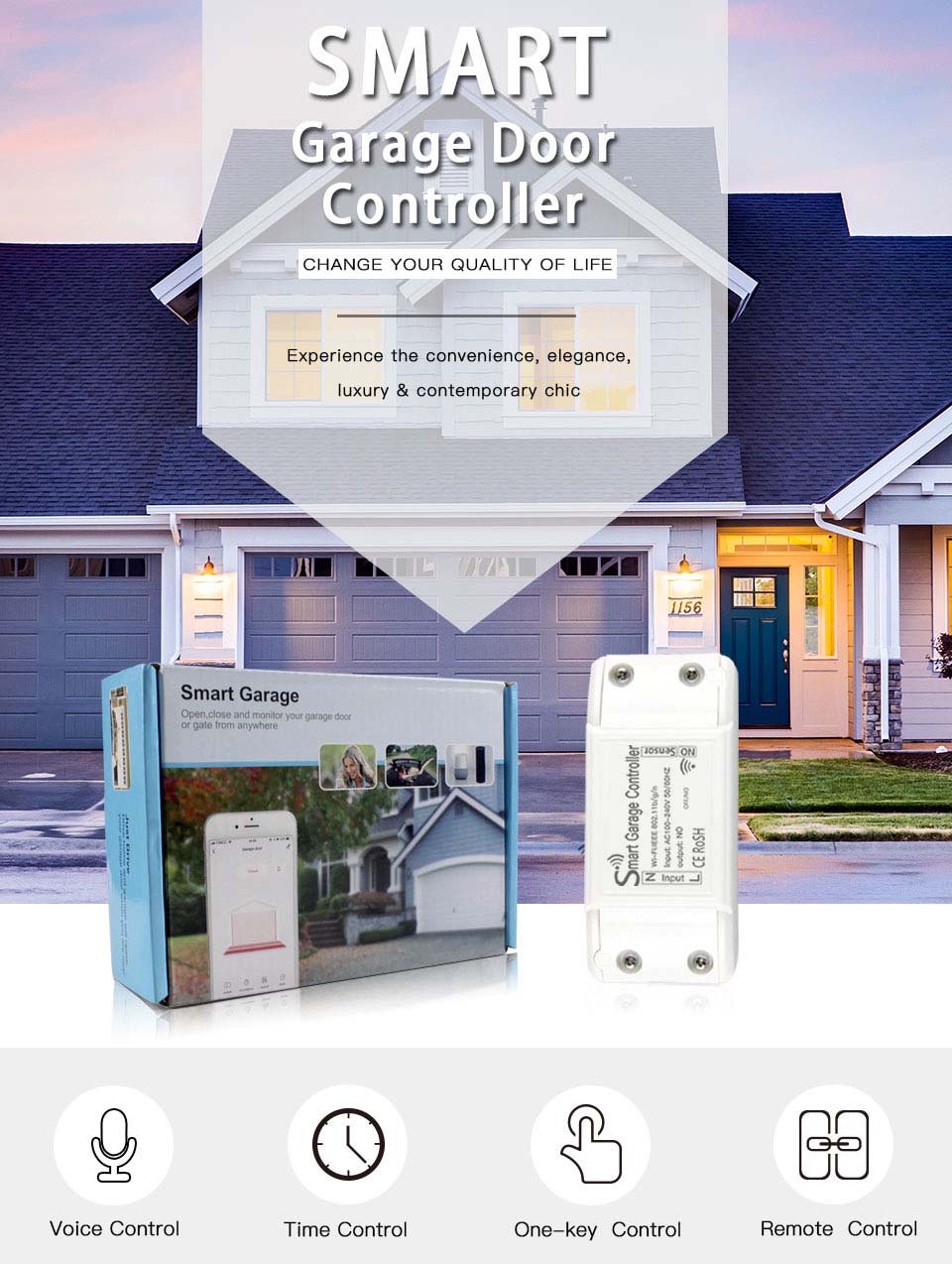 WIFI Switch Smart garage door controller with Alexa Google Home and IFTT Smart Life/Tuya APP control smart Remote Control