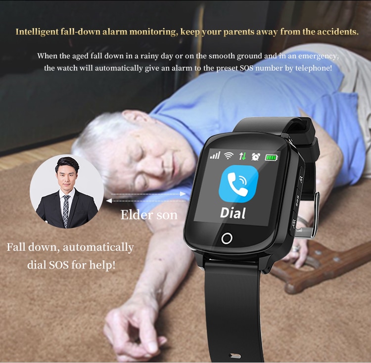 Reloj inteligente D200 D200SE localizador GPS para hombres y mujeres mayores reloj inteligente con llamada SOS Frecuencia Cardíaca presión arterial