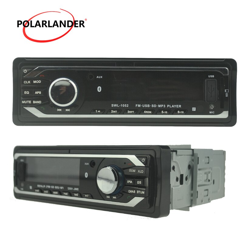 Polarlander-appareil électronique de voiture | 1 din, support de lecteur mp3, Bluetooth/ USB/SD/AUX/autoradio avec télécommande,