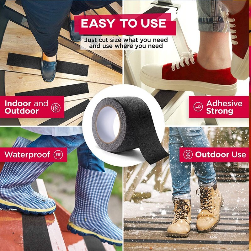 5M Non Slip Safety Grip Tape Anti-Slip Indoor/Outdoor Waterproof Stickers Strong Adhesive Safety Traction Tape Stairs Floor