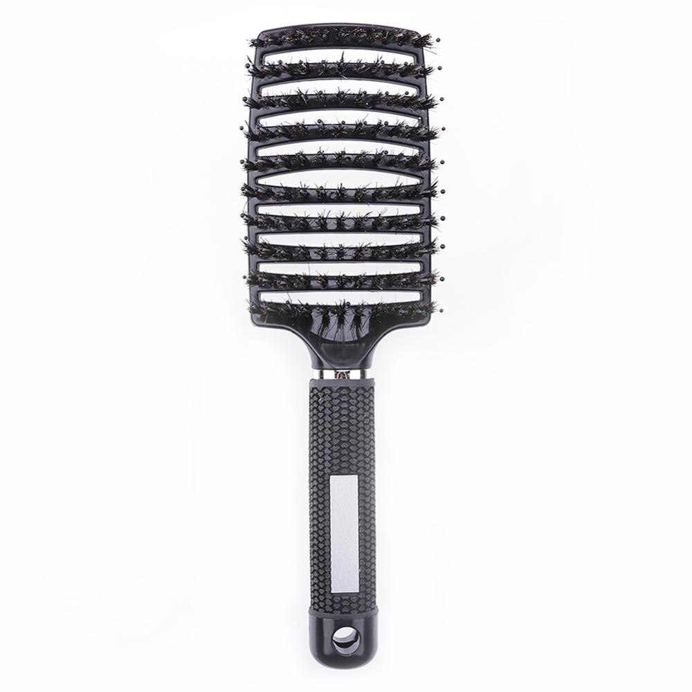 Meninas cabelo couro cabeludo massagem pente escova de cabelo cerdas náilon feminino molhado encaracolado desembaraçar escova de cabelo para salão de cabeleireiro ferramentas de estilo: Black