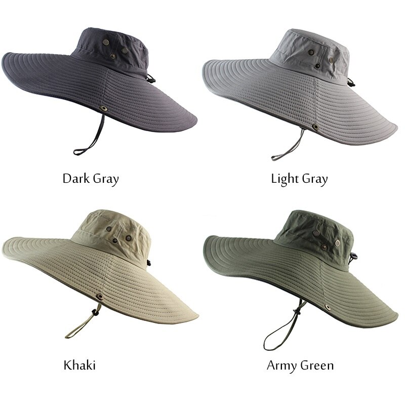 CAMOLAND UV Protection Sun Hat For Men Women 16cm Super Long Wide Brim Bucket Hat Outdoor Breathable Fishing Hiking Boonie Caps