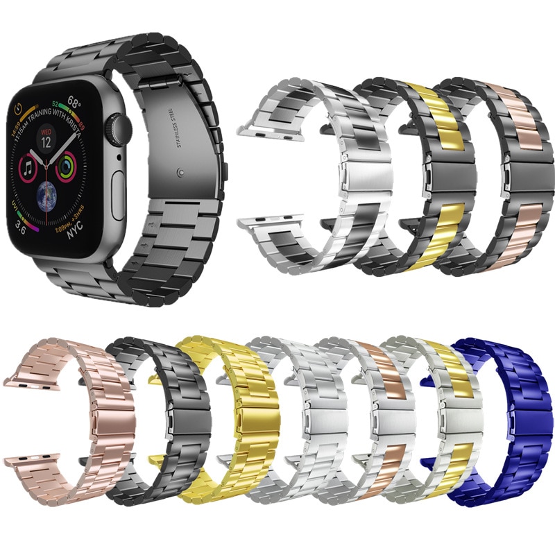 Apple montre bracelet acier inoxydable bracelet iWatch bracelet métal rose 38 40 42 44 sangle boucle apple série 4 3 2 1