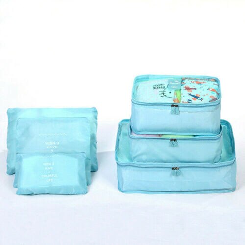 6 pièces/ensemble sac de rangement | Ensemble de sac de rangement de voyage, sac de rangement pour vêtements, boîte de valise pochette, organisateur, conteneur Portable, sacs étanches: green