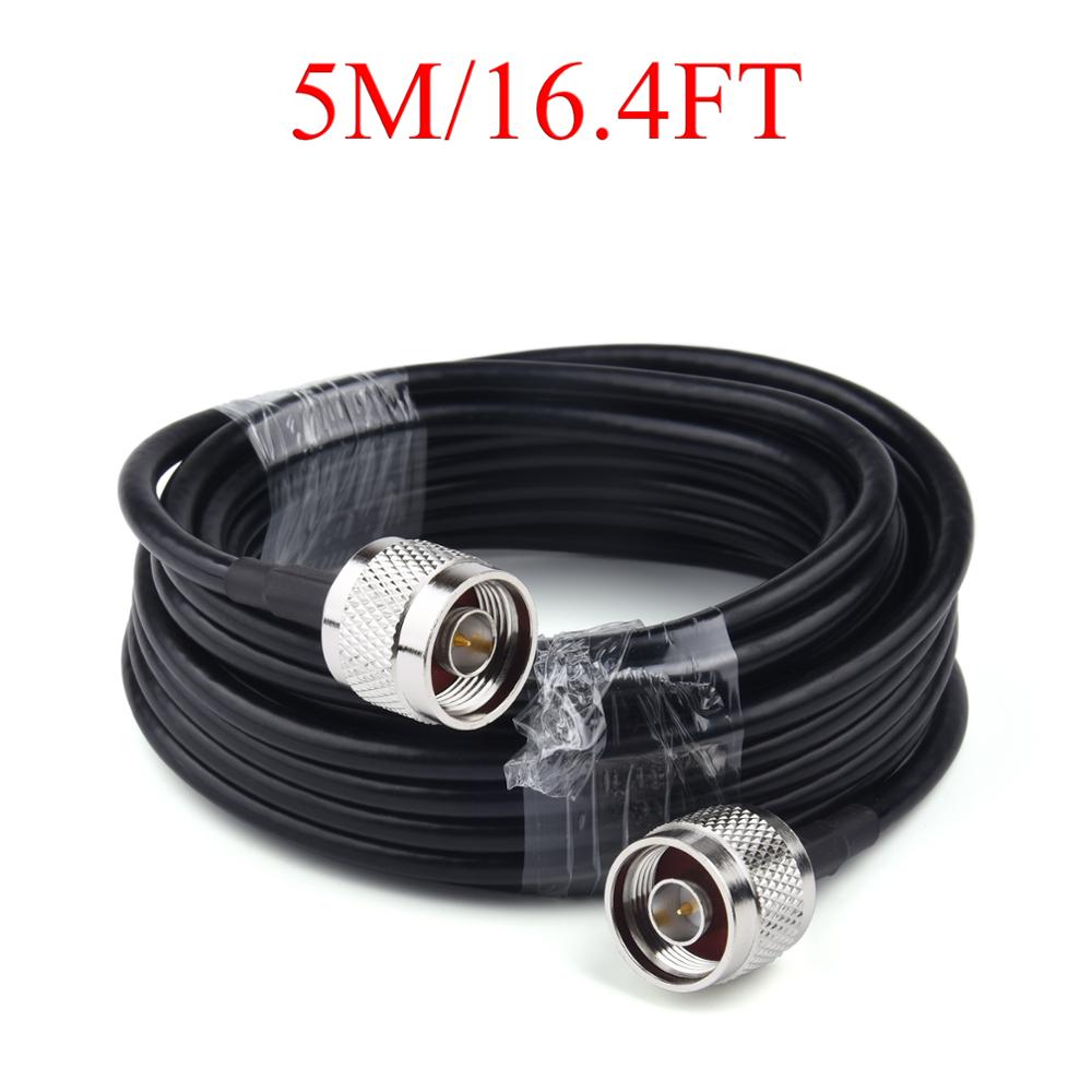 1-20M RG58/50-3 RF Coaxial Cable N Male to N Male Wire Radio Extension For 4G LTE Cellular Amplifier Signal Booster Antenna: 5m(16.4ft)