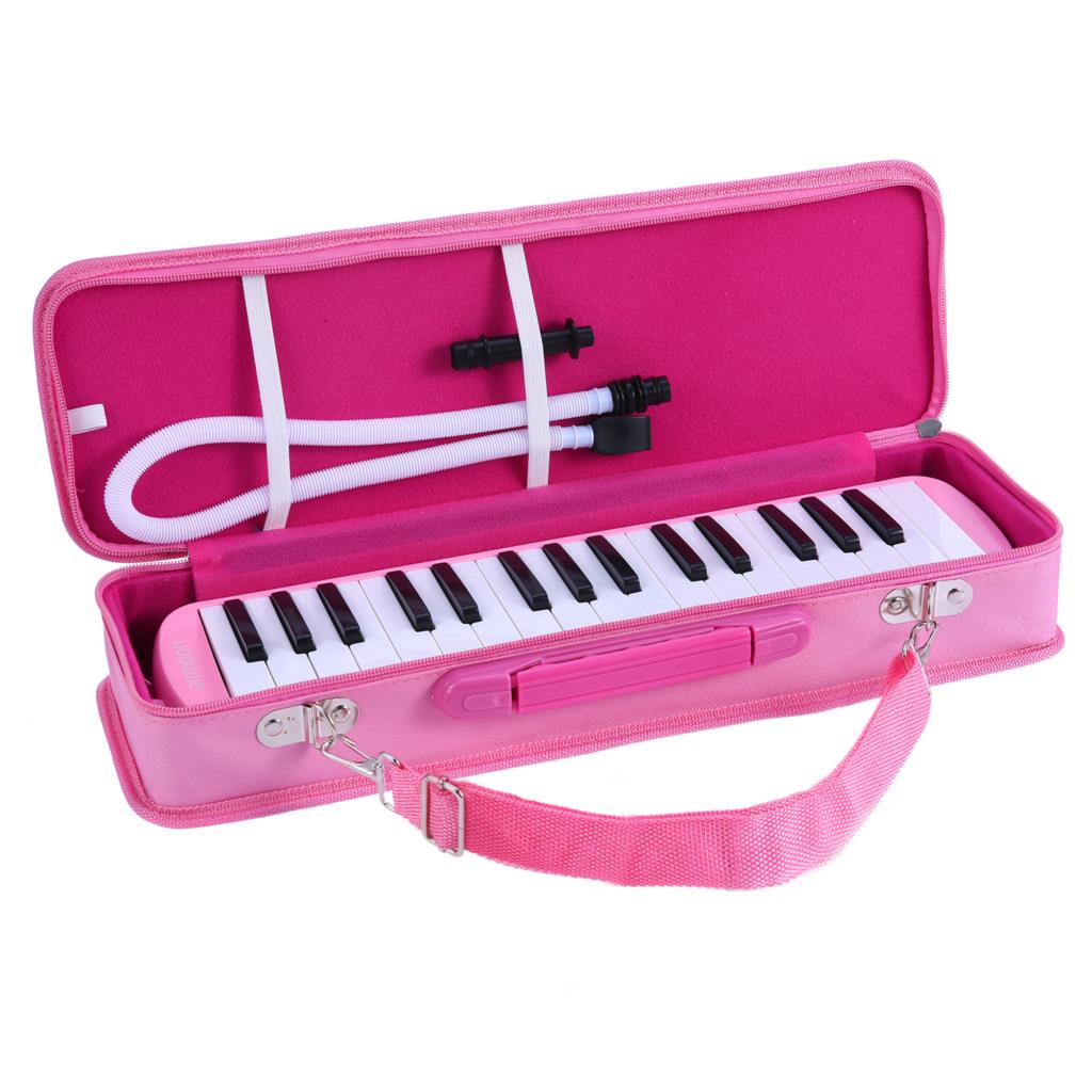 32 Keys Melodica Pianica Piano Style Keyboard Harmonica Mouth Organ Mouthpiece Cleaning Cloth Carry Case for Kids Musical: Red