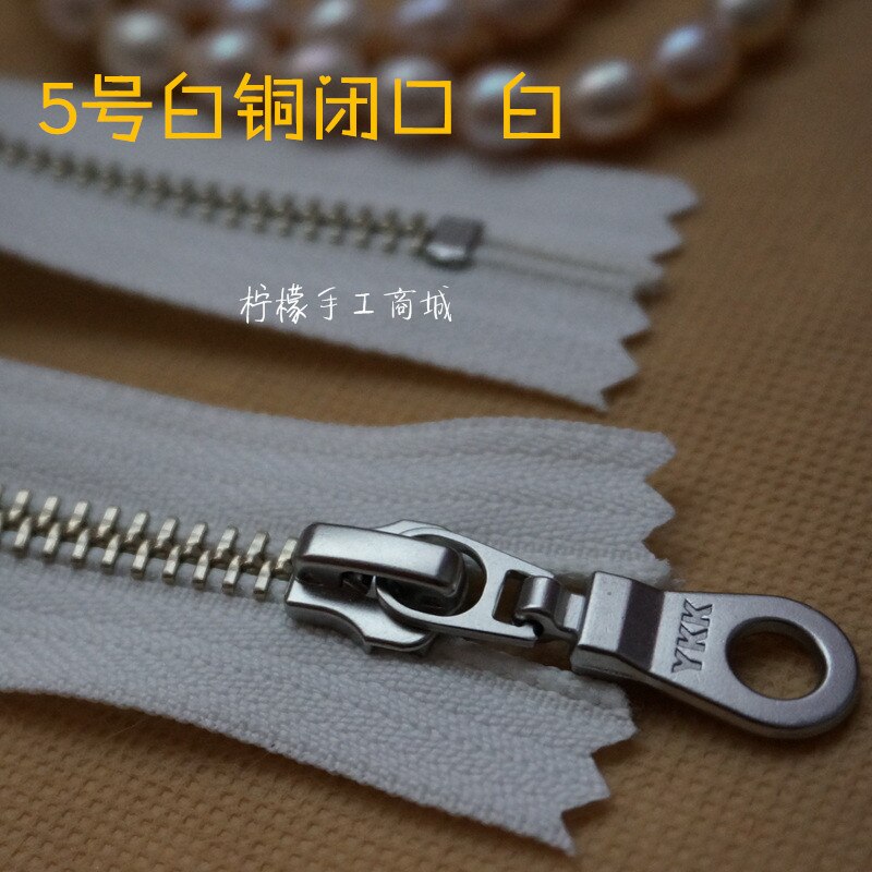 YKK 5 metal white copper closed zipper 15-50cm purse repair Metal