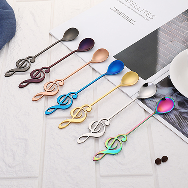 1/3/5/10pcs 304 Stainless Steel Musical Notes Coffee Spoon Stirring Cup Spoon Music Stick Ice Cream Spoon