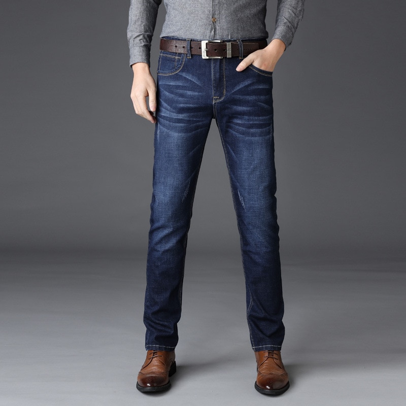 Høst vår mellom vekt menn casual biker denim jeans stretch denim bukser solid slim fit jeans mann street skinny bukse