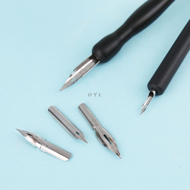 Manga Dip Pen Holder Set Comic Drawing Painting Tools Kit Calligraphy + 5 Nibs