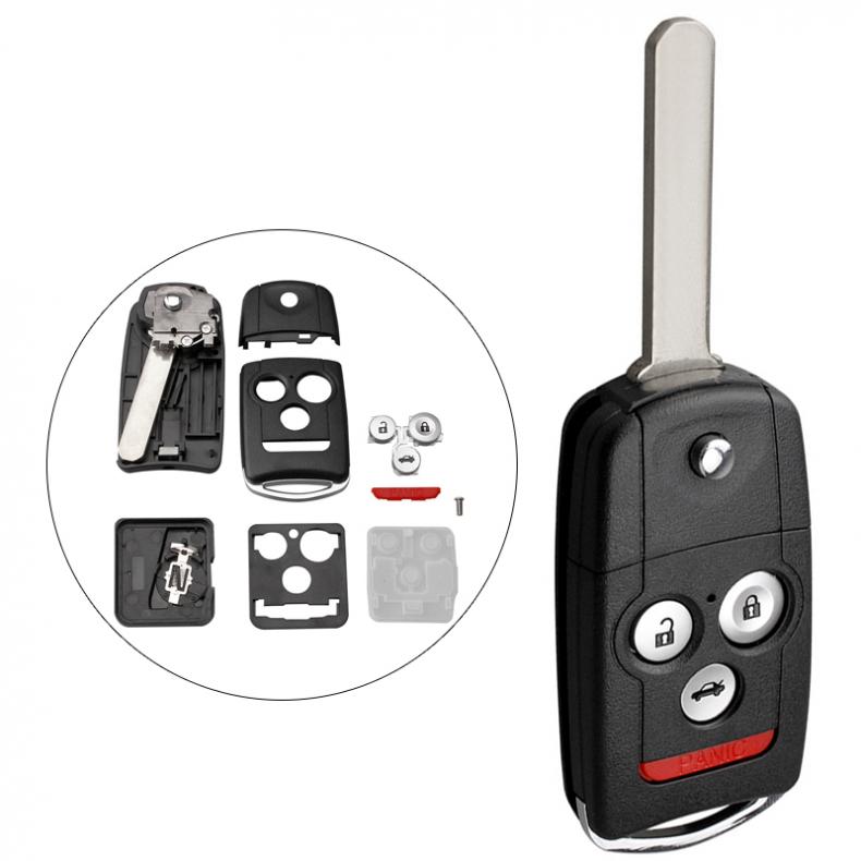4 Knoppen Auto Sleutelhanger Case Shell Vervanging Flip Vouwen Paniekknop Afstandsbediening Cover Met HON66 Blade Fit Voor Voor-Acura